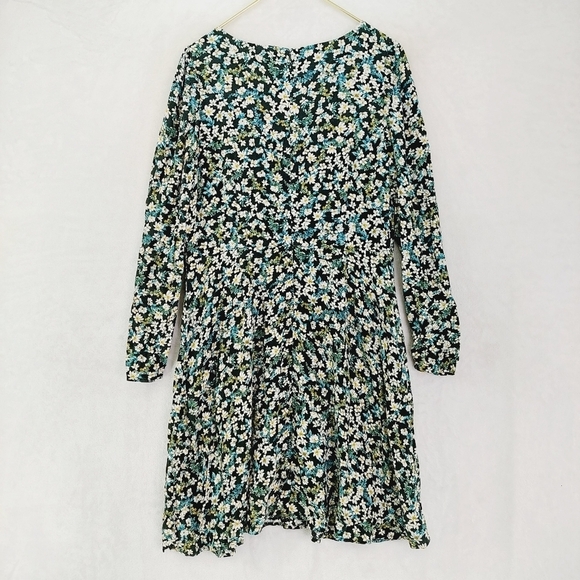 LOFT Multicolor Floral Puff Sleeve Flare Boat Neck Midi Dress 468 - Picture 4 of 8
